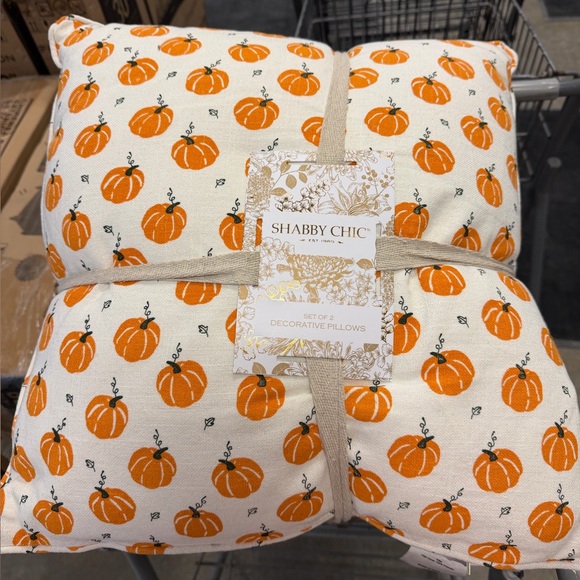 Shabby Chic Orange Pumpkin Print Pillows